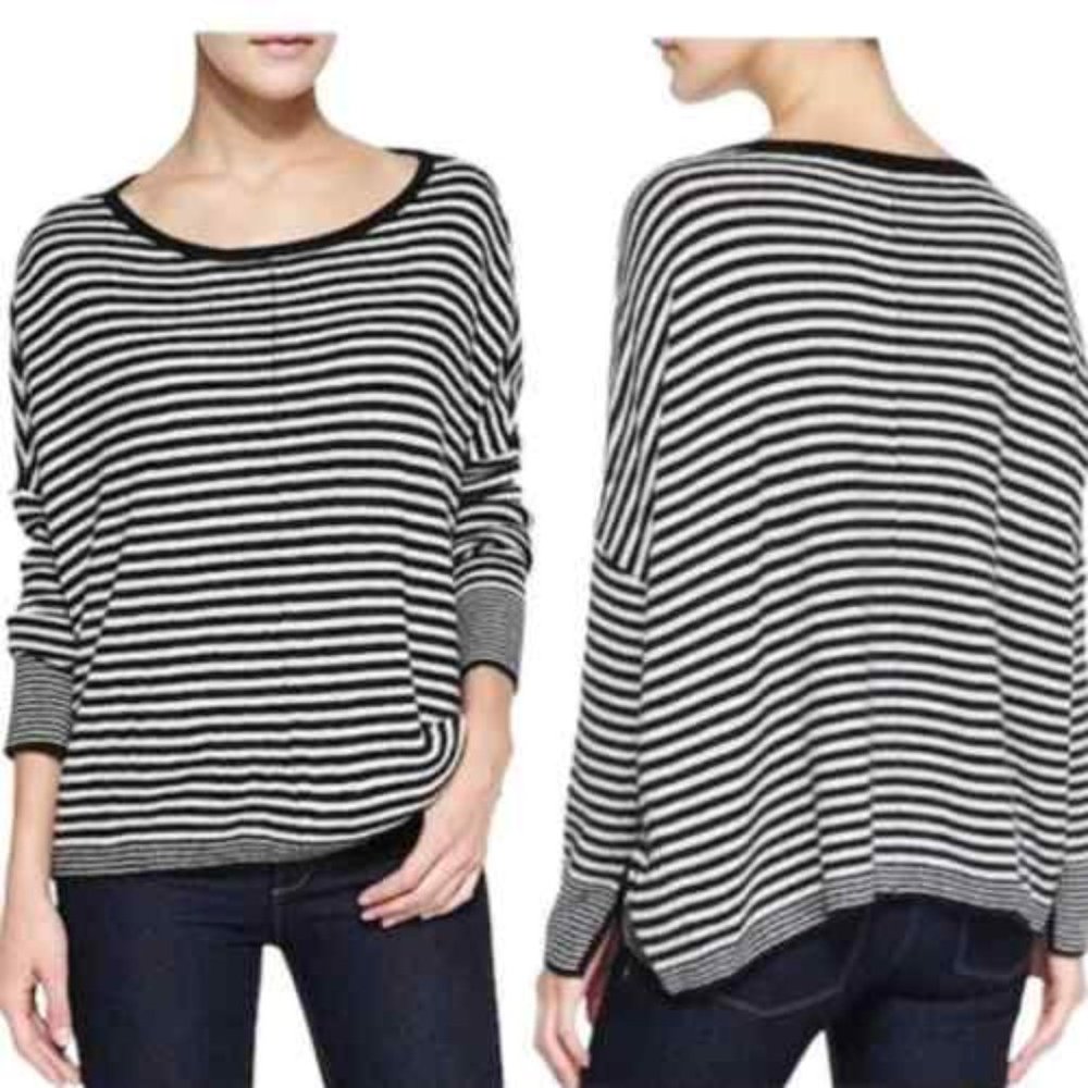 ALICE AND OLIVIA Black and White Striped Sweater